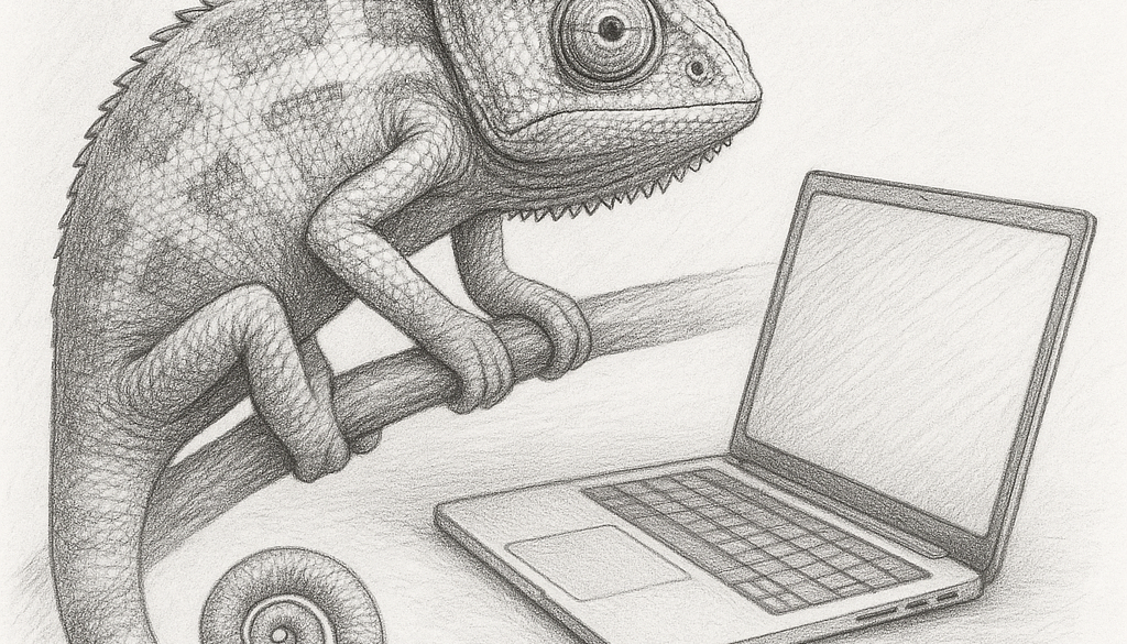 Chamäleon auf dem Laptop