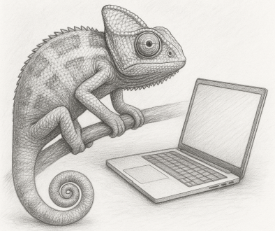 Chamäleon auf dem Laptop