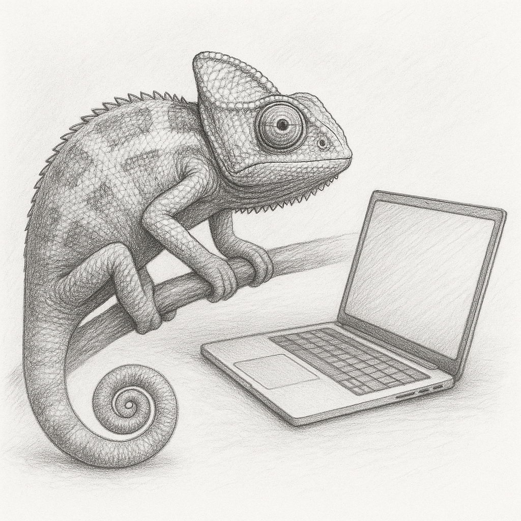 Chamäleon auf dem Laptop